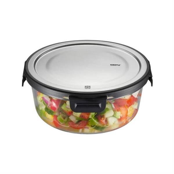 Gefu Milo Paslanmaz Çelik Kapaklı Gıda Saklama Kabı Yuvarlak 900 ml (GF 12749) - 1