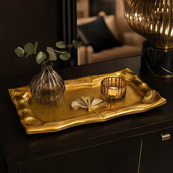 Gold Dekoratif Tepsi 47*27*4 cm (AK.IU0323) - 1