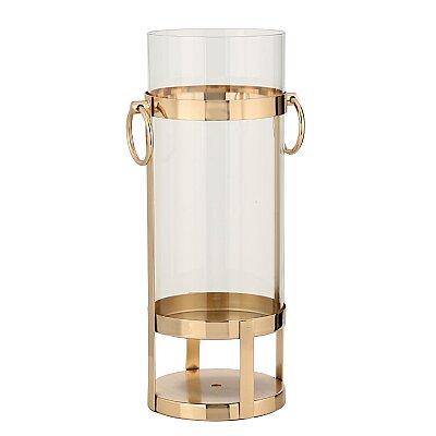 Gold Halkalı Büyük Mumluk 15*15*40 cm (AK.JD0092) - Vitale