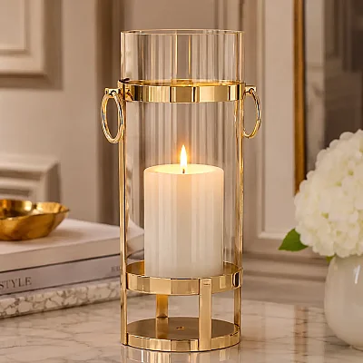 Gold Halkalı Büyük Mumluk 15*15*40 cm (AK.JD0092) - 3