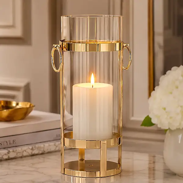 Gold Halkalı Büyük Mumluk 15*15*40 cm (AK.JD0092) - 3