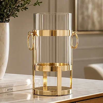 Gold Halkalı Küçük Mumluk 15*15*30 cm (AK.JD0090) - 1