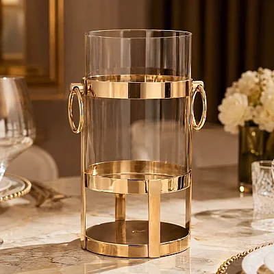 Gold Halkalı Küçük Mumluk 15*15*30 cm (AK.JD0090) - Vitale (1)