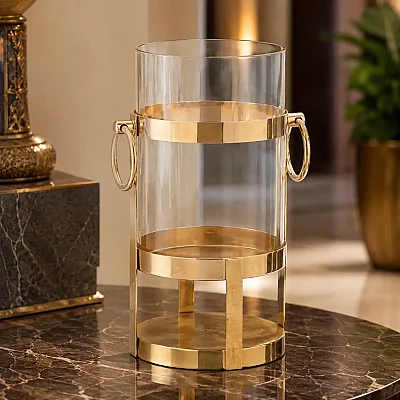 Gold Halkalı Küçük Mumluk 15*15*30 cm (AK.JD0090) - 5