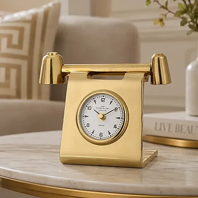 Gold Metal Retro Telefon Saat 13*22*15 cm (AK.IV0349) - 1
