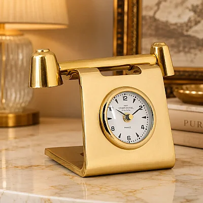 Gold Metal Retro Telefon Saat 13*22*15 cm (AK.IV0349) - 1