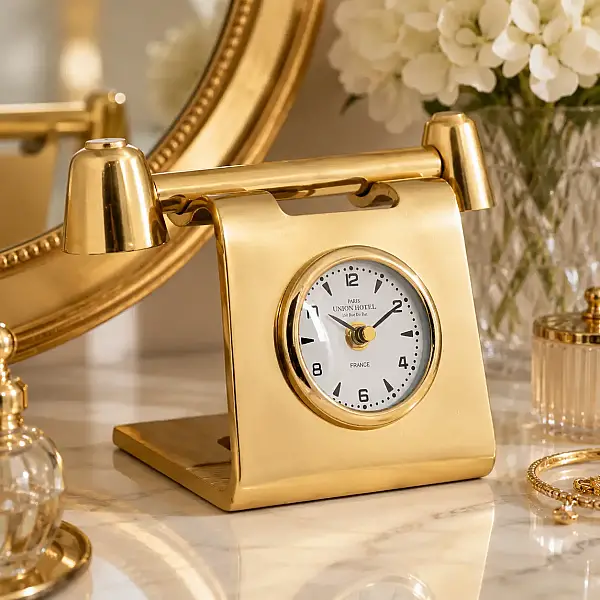 Gold Metal Retro Telefon Saat 13*22*15 cm (AK.IV0349) - 3