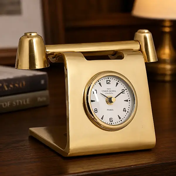 Gold Metal Retro Telefon Saat 13*22*15 cm (AK.IV0349) - 4