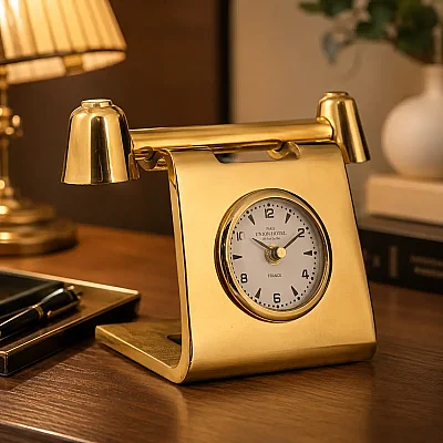 Gold Metal Retro Telefon Saat 13*22*15 cm (AK.IV0349) - 5