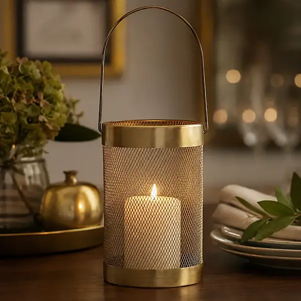 Gold Metal Tealight 13*13*20,5 cm (AK.JFA71000290) - 2