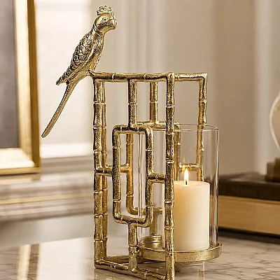 Gold Papağanlı Mumluk 35*20*18 cm (AK.IU0101) - Vitale (1)
