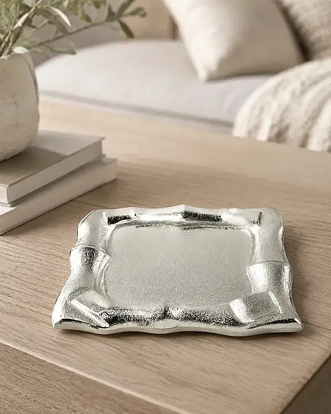 Gümüş Dekoratif Kare Tepsi 31*31*4 cm (AK.IU0306) - 1