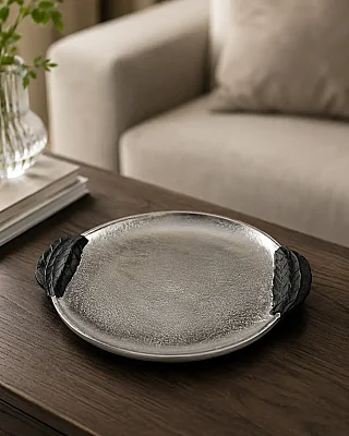 Gümüş Dekoratif Tepsi 39*35*3 cm (AK.IU0334) - 3