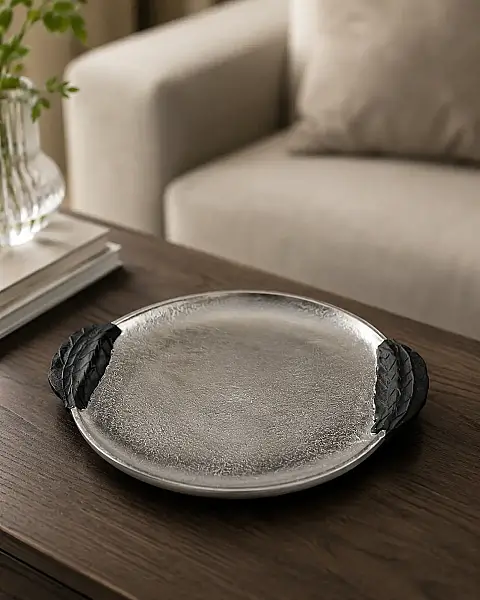 Gümüş Dekoratif Tepsi 39*35*3 cm (AK.IU0334) - 3