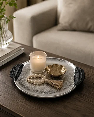 Gümüş Dekoratif Tepsi 39*35*3 cm (AK.IU0334) - 1