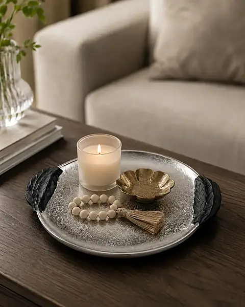 Gümüş Dekoratif Tepsi 39*35*3 cm (AK.IU0334) - 1