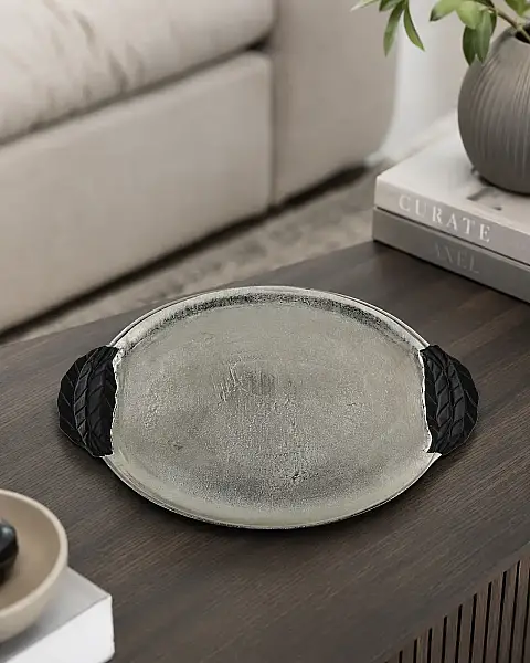 Gümüş Dekoratif Tepsi 42*48*3 cm (AK.IU0335) - 3