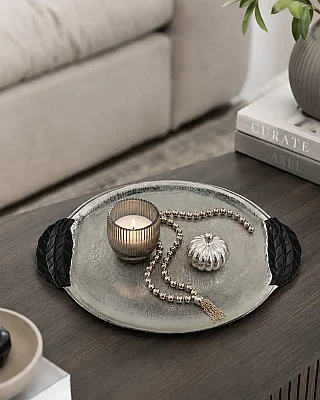 Gümüş Dekoratif Tepsi 42*48*3 cm (AK.IU0335) - 1