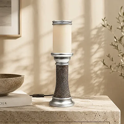 Gümüş Eskitme Abajur 35 cm (AK.ART0073) - 1