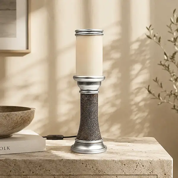Gümüş Eskitme Abajur 35 cm (AK.ART0073) - 1