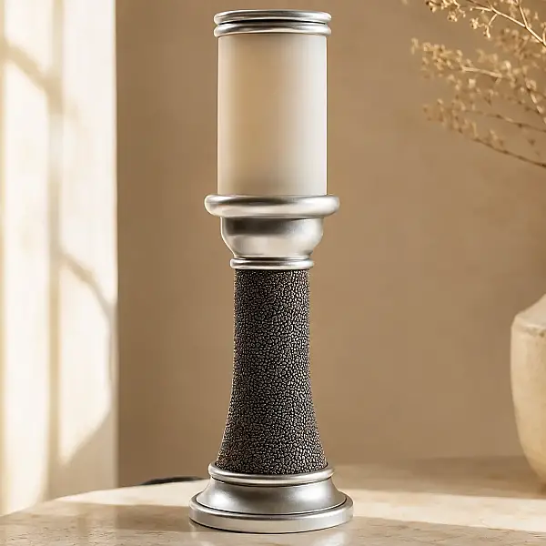 Gümüş Eskitme Abajur 35 cm (AK.ART0073) - 3