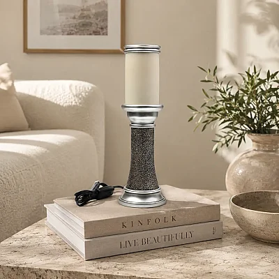 Gümüş Eskitme Abajur 35 cm (AK.ART0073) - Vitale (1)