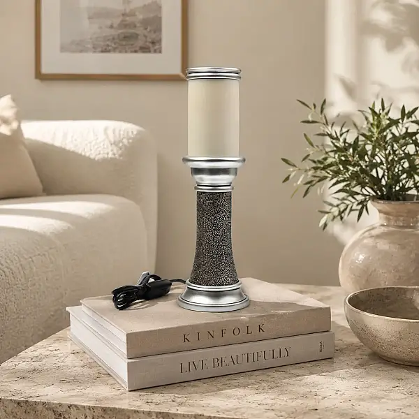 Gümüş Eskitme Abajur 35 cm (AK.ART0073) - 2