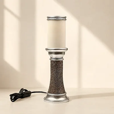 Gümüş Eskitme Abajur 35 cm (AK.ART0073) - 4