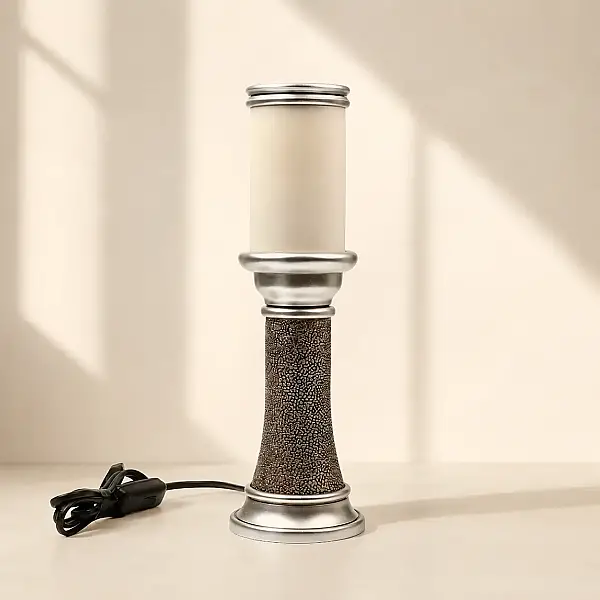 Gümüş Eskitme Abajur 35 cm (AK.ART0073) - 4