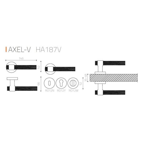 System Kapı Kolu Axel-V Parlak Rose Renk (HA187VRO12 RS) - 2