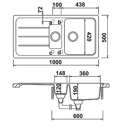 Hafele Elisa Kronos Granit Eviye 1000x500mm (570.33.609) - Hafele (1)