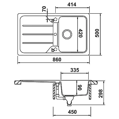 Hafele Elisa Kronos Granit Eviye 860x500mm (570.34.699) - Hafele (1)