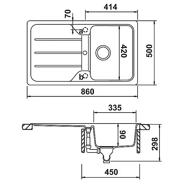 Hafele Elisa Kronos Granit Eviye 860x500mm (570.34.699) - 2