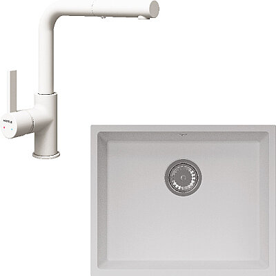 Hafele Eviye ve Batarya Seti Silva Eviye 540X440 Granada Pull Batarya Beyaz (577.35.002) - Hafele