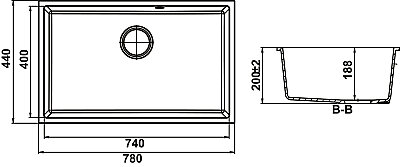 Hafele Eviye ve Batarya Seti Silva Granit Eviye 780X440 + Granada Pull Batarya Gri (577.35.006) - 5