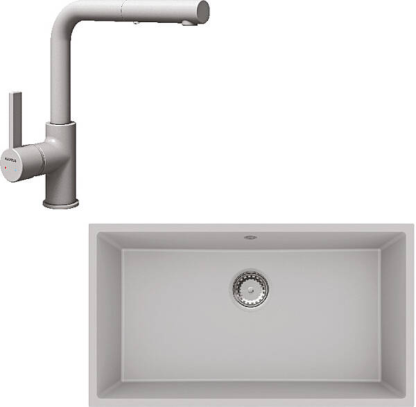 Hafele Eviye ve Batarya Seti Silva Granit Eviye 780X440 + Granada Pull Batarya Gri (577.35.006) - 1