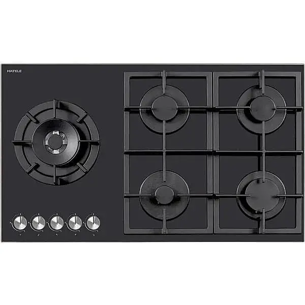 Hafele Gourmet Gazlı Ocak 90cm 4G1W Siyah Cam (533.09.773) - 1