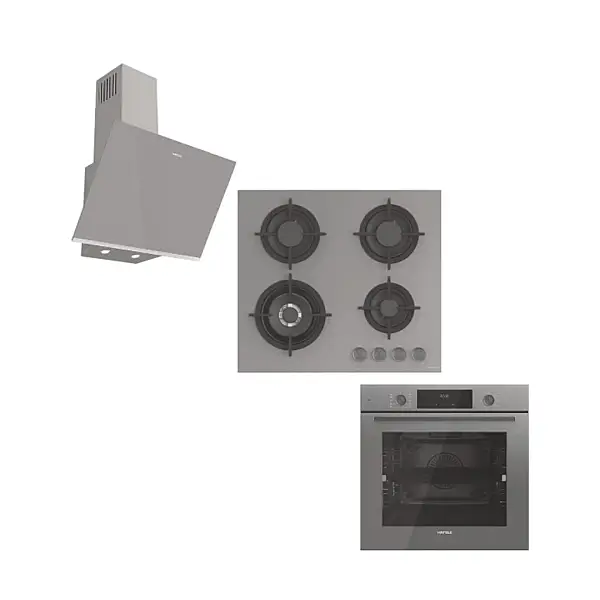 Hafele Ankastre Set (Set 8) Fırın Ocak Davlumbaz Seti, Orion Fırın, Orion Ocak, Orion Davlumbaz 60cm Gri (533.09.417) - 1