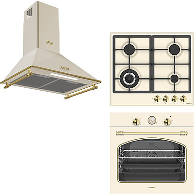 Hafele Ankastre Set (Set 11) Fırın Ocak Davlumbaz Seti Vintage Fırın, Vintage Ocak, Vintage Davlumbaz 60cm Krem (533.09.419) - Hafele