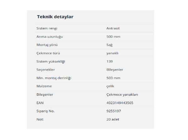 Hettich AvanTech You Kasa 500 mm Antrasit Sağ (9255197) - 5