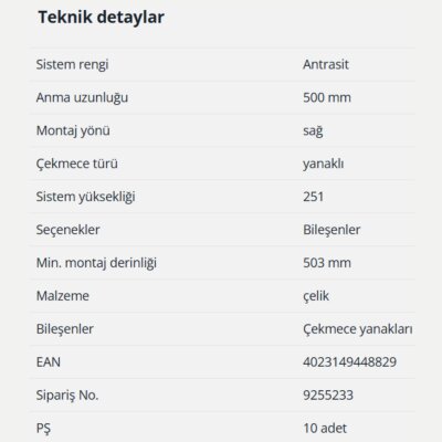 Hettich AvanTech You Kasa 500 mm Antrasit Sağ (9255233) - 8