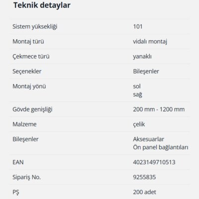 Hettich AvanTech You Kasa Ön Panel Bağlantısı 101 mm Vidalı Montaj (9255835) - 4