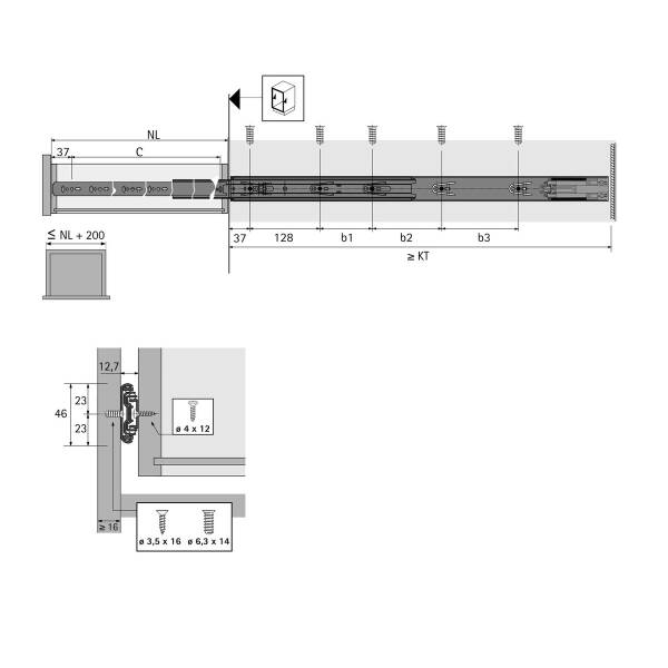 Hettich Bilyalı Çekmece KA 4532 Silent System (9114273) - 2