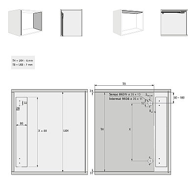 Hettich Döner sürgü kapak sistemi KA 5740 / 400 mm (41373) - 3