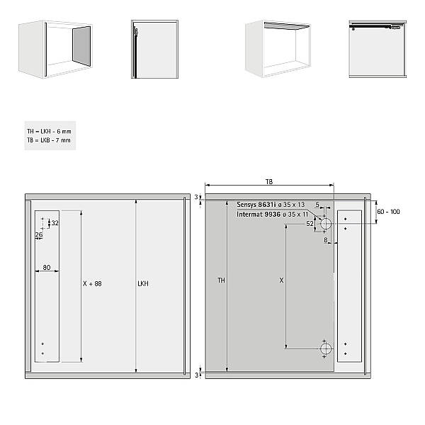 Hettich Döner sürgü kapak sistemi KA 5740 / 400 mm (41373) - 3