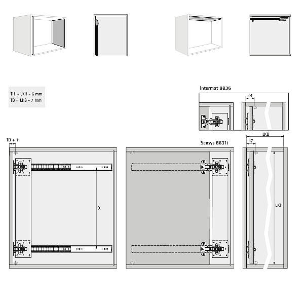Hettich Döner sürgü kapak sistemi KA 5740 / 400 mm (41373) - 5