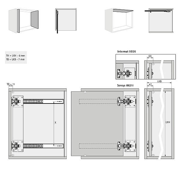 Hettich Döner sürgü kapak sistemi KA 5740 / 400 mm (41373) - 6