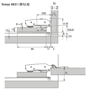 Hettich Döner sürgü kapak sistemi KA 5740 / 400 mm (41373) - 7