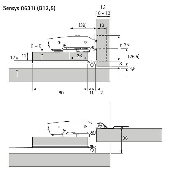 Hettich Döner sürgü kapak sistemi KA 5740 / 400 mm (41373) - 7