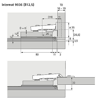 Hettich Döner sürgü kapak sistemi KA 5740 / 400 mm (41373) - 8